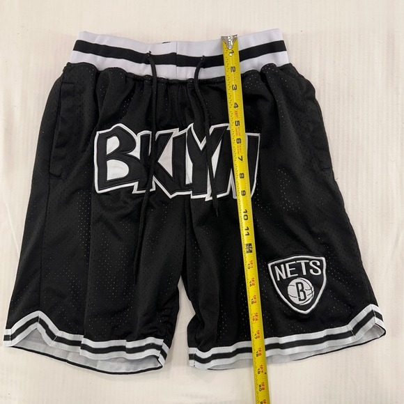 VTG Just Don Brooklyn Nets Basketball Shorts Mens M Black White BKLYN Mesh Lux - Picture 8 of 8